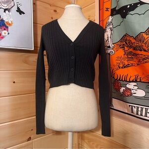 Aerie Grey Ribbed Cardigan Sweater